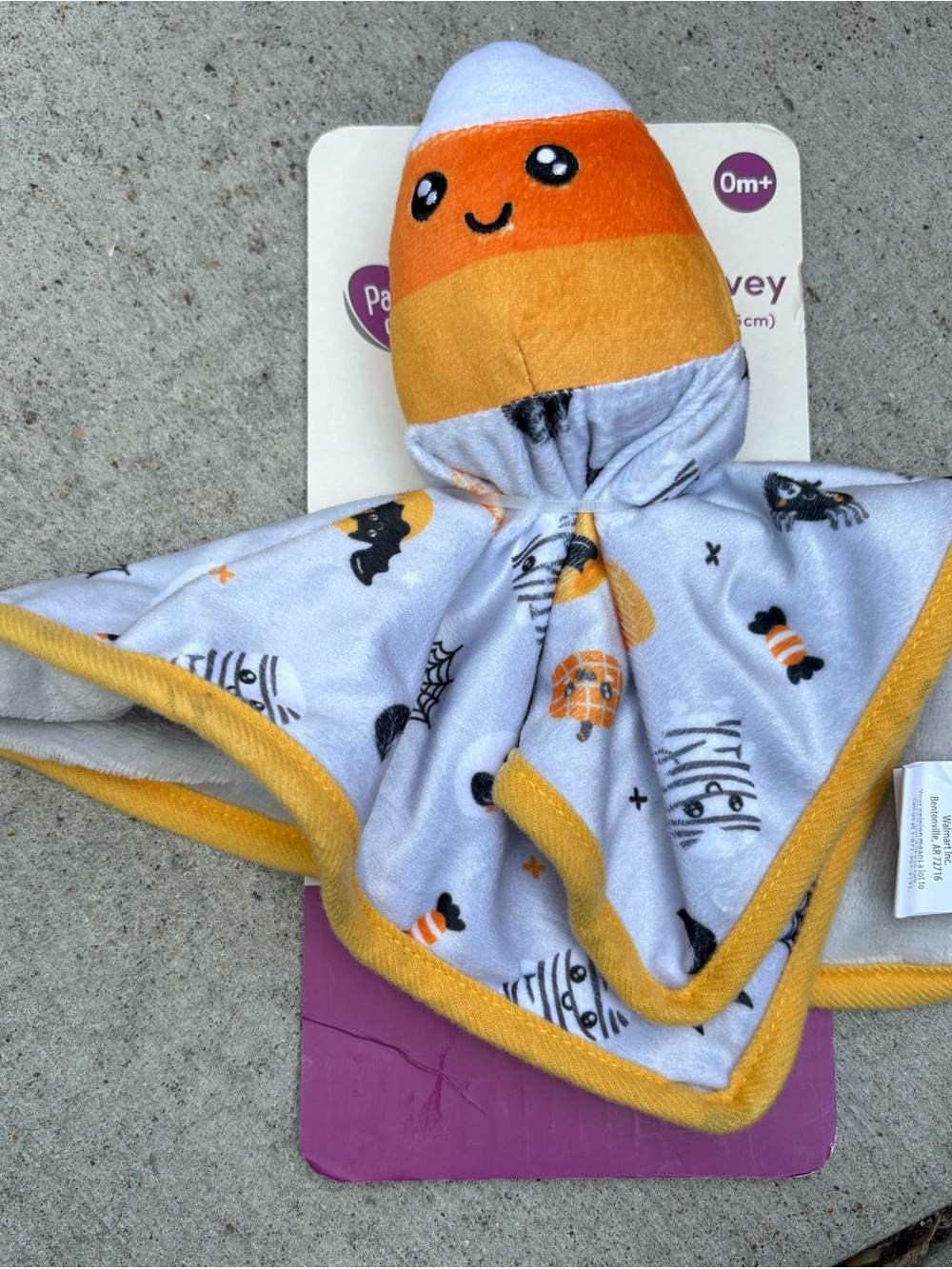 Halloween Candy Corn Plush Lovey Security Blanket - Orange/White